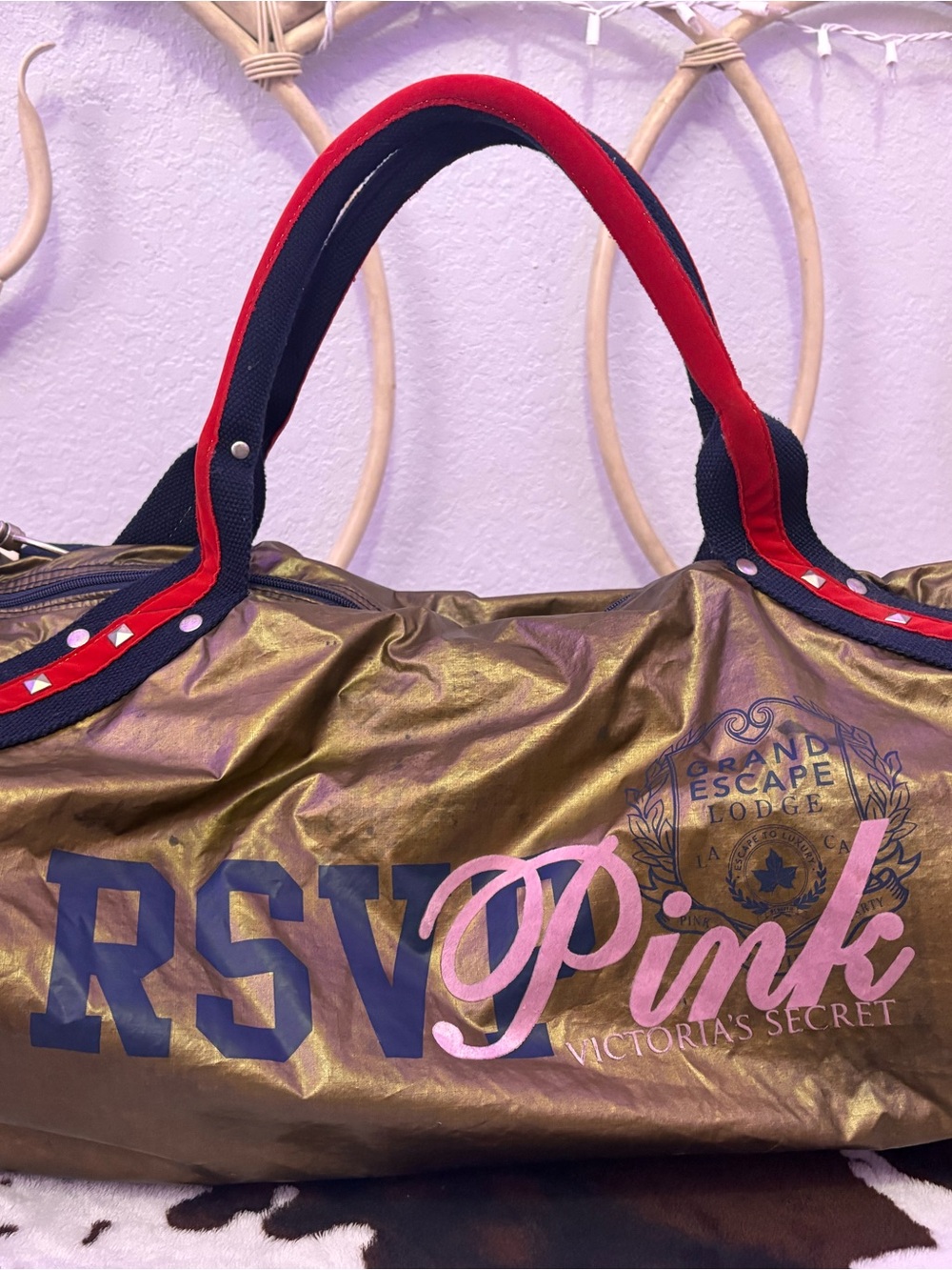 2007/2008 PINK Victoria's Secret Metallic Gold Weekend Bag